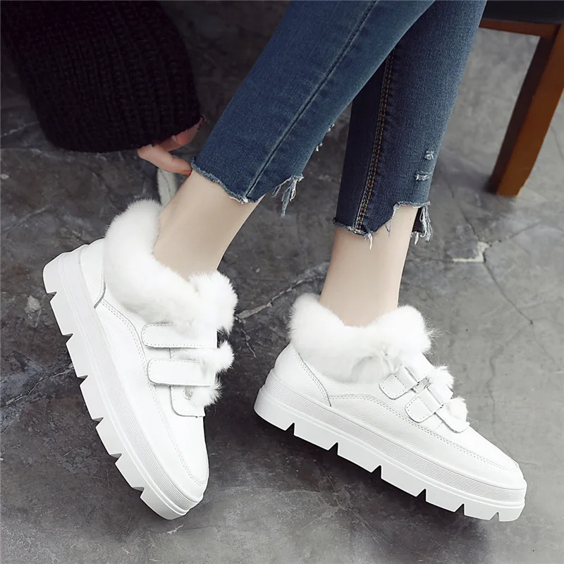 Повседневная Белая обувь женские сникерсы на платформе ангора zapatillas mujer зимняя