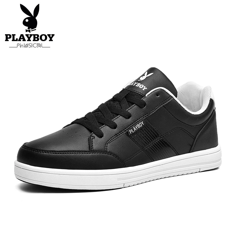 PLAYBOY/Новинка; брендовая мужская обувь; английский тренд; Повседневная обувь для отдыха; кожаная обувь; дышащие мужские лоферы на плоской подошве - Цвет: Черный