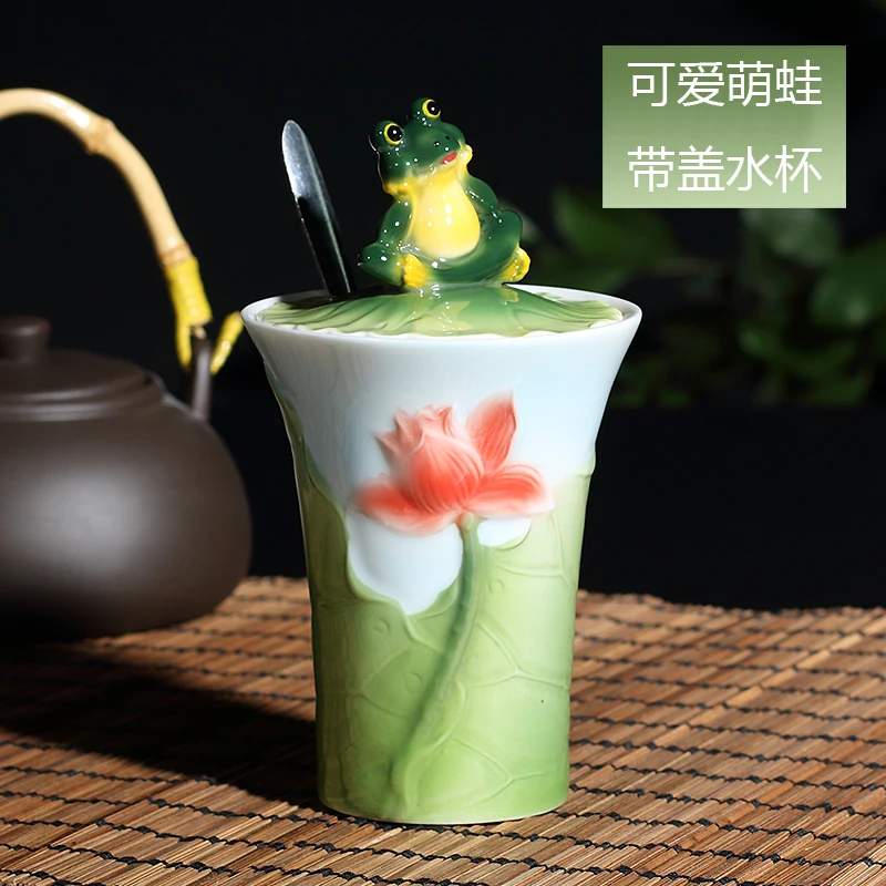 2018 Valentine's Day Prince Frog Coffee Mug Tea cup ceramic with Spoon Lid water bottles Breakfast Milk cups For Lovers gift | Дом и сад
