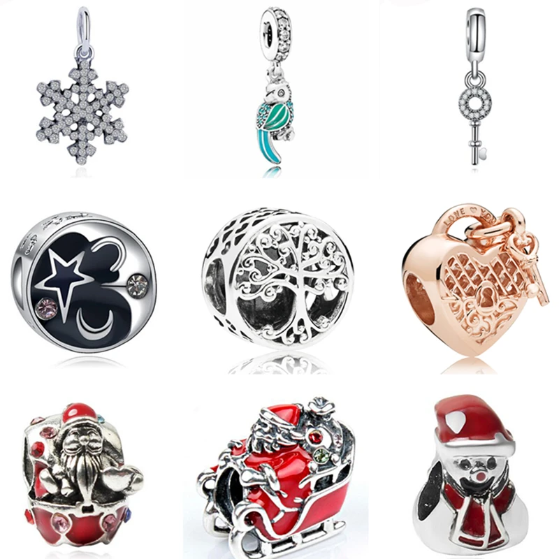 Fashion Santa Claus Snowflake Flower Love Heart Beads Fit Pandora Bracelets &amp Bangles for Women DIY Jewelry Bijoux Gift | Украшения и