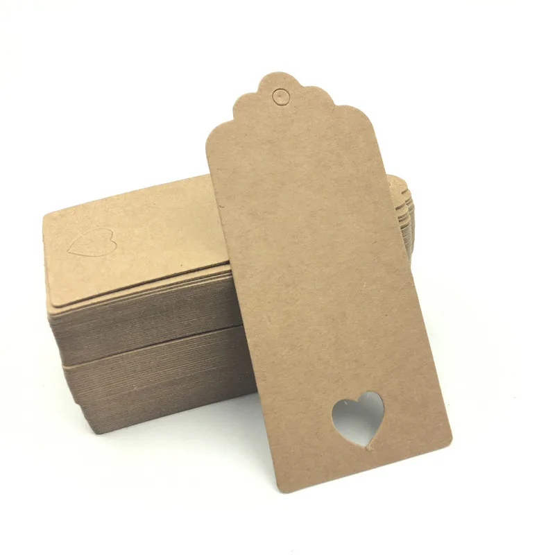 100 шт. Белые коричневые полые бумажные бирки в форме сердца сделай сам гребешок