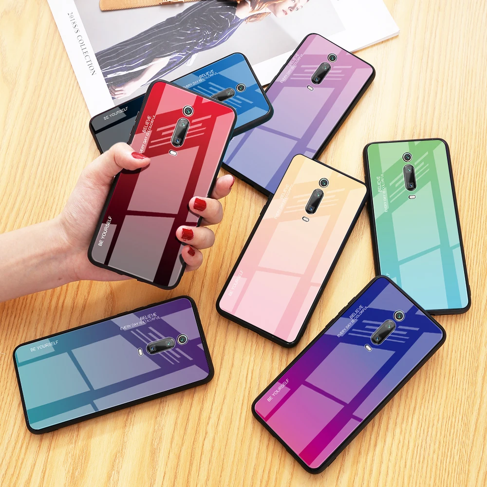 KEYSION градиентный чехол из закаленного стекла для Xiaomi Redmi K20 Pro Mi 9 9T защитный