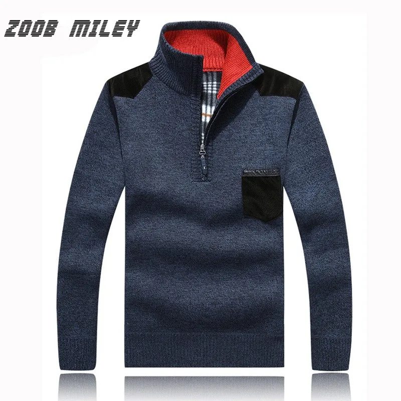 ZOOB MILEY мужские свитера зимние толстые теплые пуловеры на молнии флисовые бархатные Мужские Повседневные свитера джемперы размера плюс M-XXXL