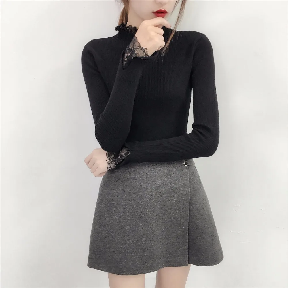 Новинка 2017 г. в Корейском стиле модные женские туфли Свитеры для женщин и Кружево