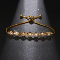 hot sale beauty sparkling gold color cz bracelet bangles for woman rhinestones paved fashion cheap round female bracelet b 070