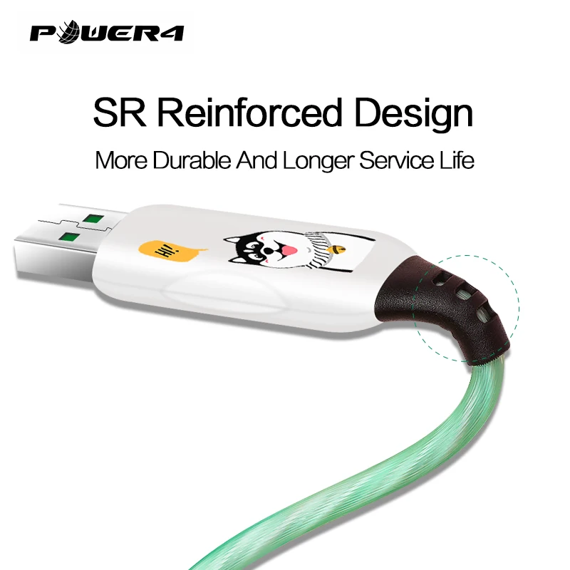 Power4 Быстрая зарядка Micro USB кабель для OPPO VIVO QC3.0 Led светящийся USB кабель для samsung Xiaomi мобильных телефонов микро кабель