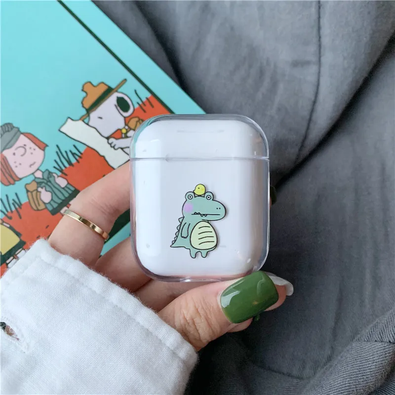 Чехол для airpods с мультяшным динозавром Bluetooth беспроводной чехол наушников 1/2