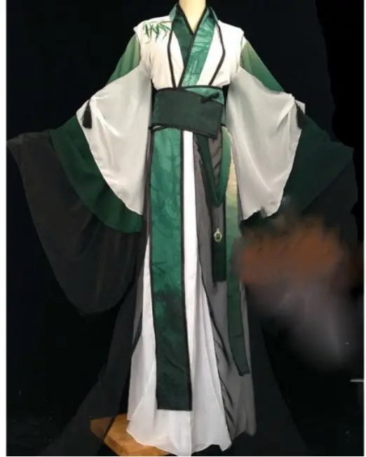 Male 175cmH Plant Series Bamboo Personification Male Female Couple Lovers' Costume Hanfu Dark Green Cosplay Hanfu with Cloak Cos Qing Jiujiu - Цвет: Male 175cmH
