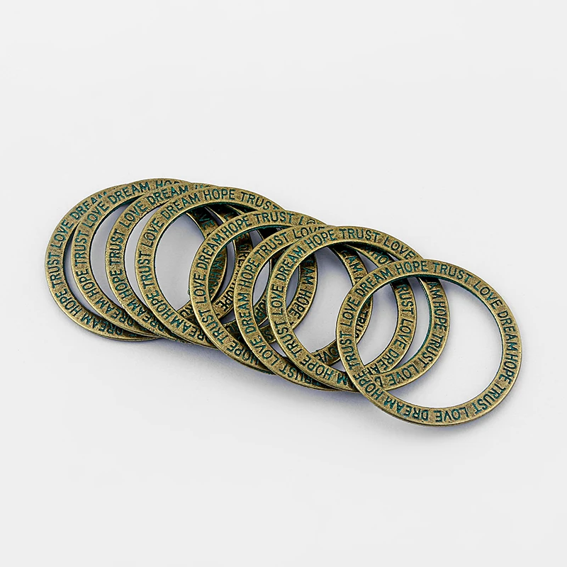 10 шт. Античная патина Бронзовые Круглые Подвески Резные надеюсь доверие любовь
