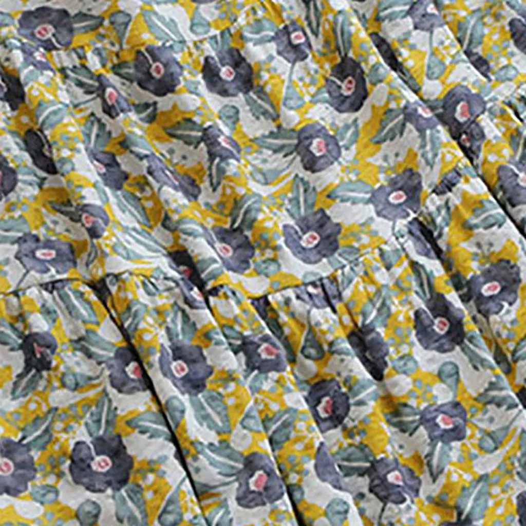 Летние модные повседневные плиссированные топы с цветочным принтом блузка