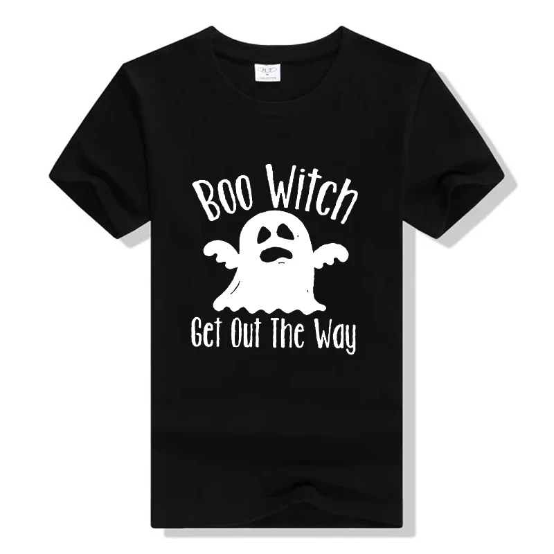 Футболка На Хэллоуин футболка с круглым вырезом и надписью Boo Witch Out The Way|Футболки|