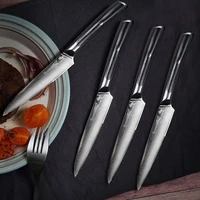 sunnecko 4pcs steak knife set 5 inches kitchen table dinner knives japanese vg10 core steel damascus blade g10 handle dinnerware