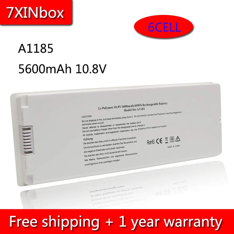 Аккумулятор 7XINbox 6 5600 мАч 10 8 В A1185 A1181 для Apple MacBook 13 дюймов MA566J/A MA254 */A MB061J/A MA561FE/A MA561G/A