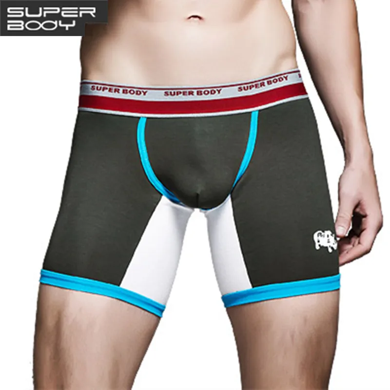 SUPERBODY, мужское нижнее белье, боксеры, шорты, хлопок, сексуальные u-выпуклые, дизайнерские боксеры, новая мода, одежда для сна, Длинные Трусы, мужские боксеры