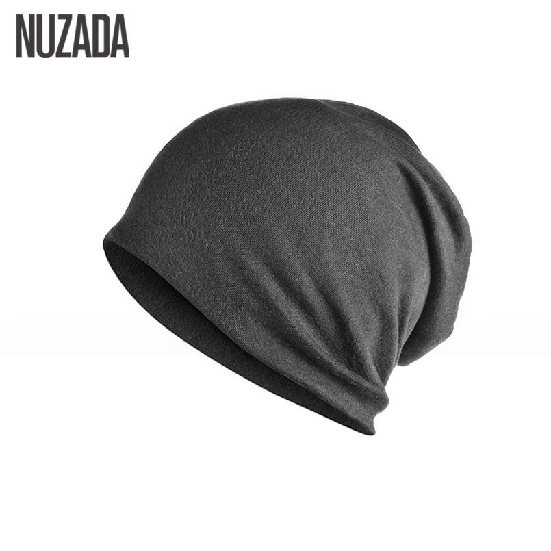

Brand NUZADA Solid Color Unisex Men Women Skullies Beanies Hedging Cap Knit Knitted Cotton Double Layer Fabric Caps Bonnet Hat