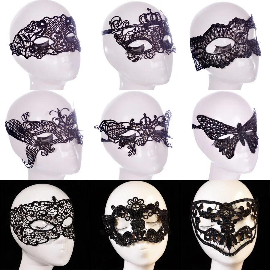 10Style1PC Sexy Black Cutout Lace Mask Cool Flower Eye for Masquerade Party Fancy Dress Costume Halloween | Дом и сад