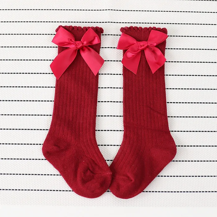 Cotton Baby Socks Bow Knee High Newborn Girl Anti Slip Leg Warmers Infant Kids Long Tube Booties Sokken 0-4T |