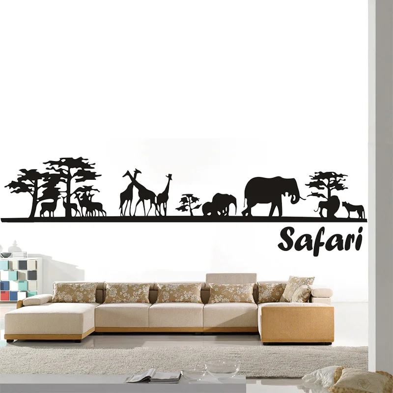 [Суббота Монополия] DIY черные сафари Животные наклейки на стену для детской
