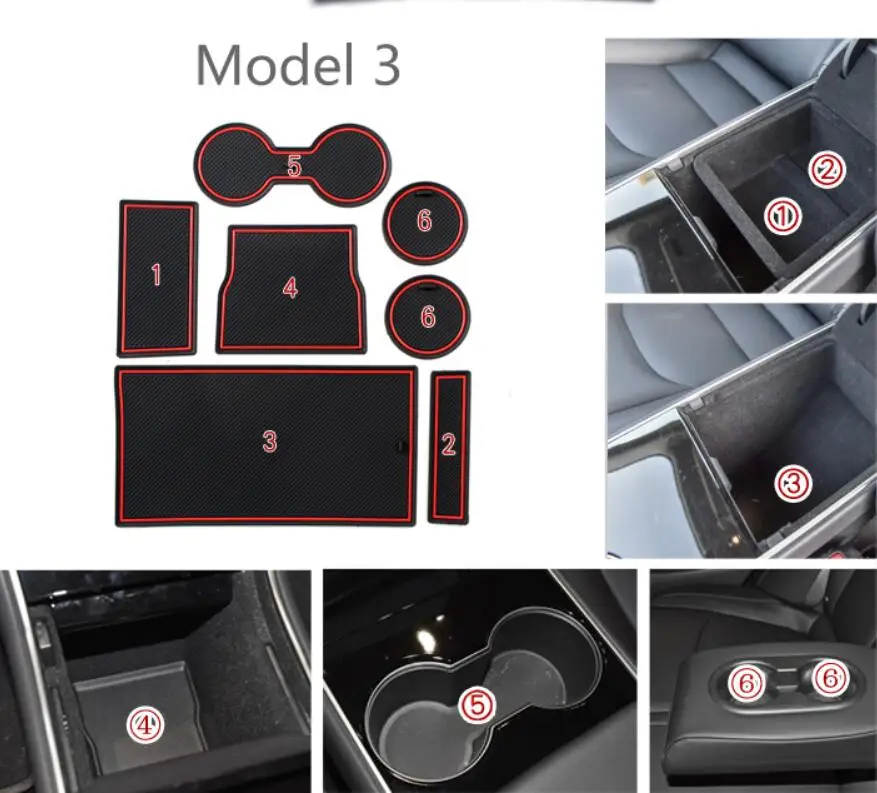 Автомобильные нескользящие накладки на дверные ворота 7 шт. подстаканники для Tesla