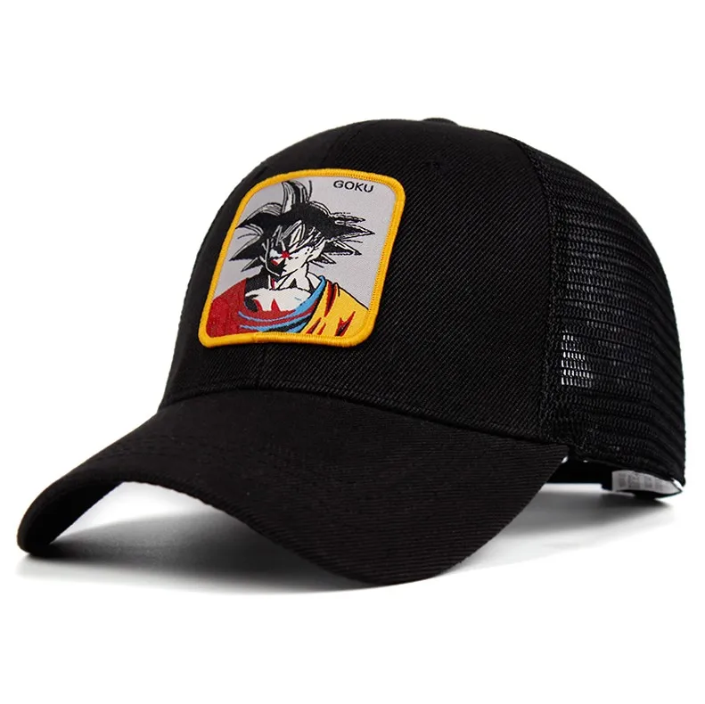 Гоку сетчатая шапка Dragon Ball Z Snapback BULMA хлопок Saiyan Бейсбол кепки для мужчин женщин хип хоп дальнобойщик папа шляпа лето дропшиппинг - Цвет: Черный