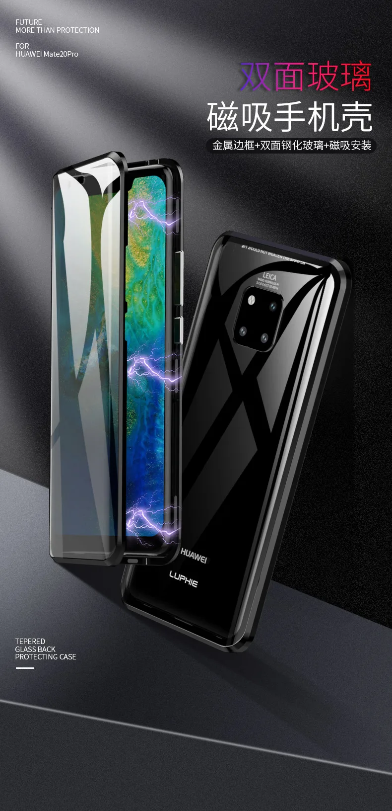 LUPHIE стеклянный Магнитный чехол для huawei mate 20 Pro чехол 360 прозрачные ясные прочные Чехлы для huawei mate 20 чехол все