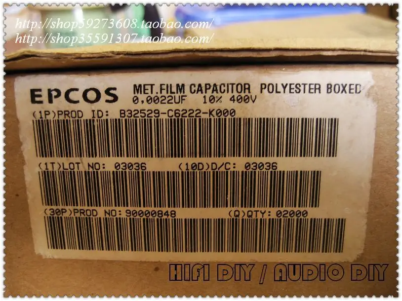Горячая 30 шт./50 шт. Epcos B32529 серии 2200pF/400 В(2.2nF 222) пленочный конденсатор(оригинальная коробка