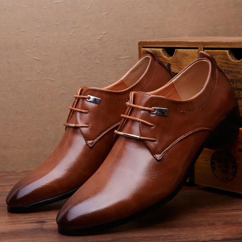 

NEW Men Flats Leather Shoes Brogue Pointed Oxford Flat Male Casual Shoes Mens Luxury Brand Size 38-46