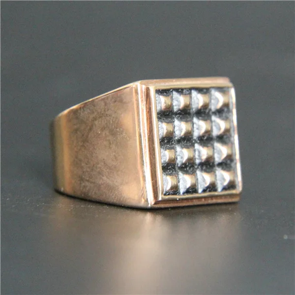 2017 Cool Style Biker 3 Color Square Ring With Hot Black Stainless Steel Mens Fashion Rose Gold |