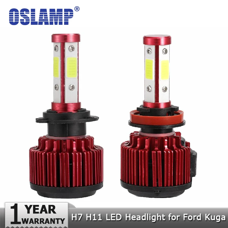 Oslamp 4 стороны COB чипы H7 ближнего света H11 дальнего света светодиодный головной светильник 100 Вт 10000лм Автомобильные фары 12 в автомобильный светильник для Ford Kuga