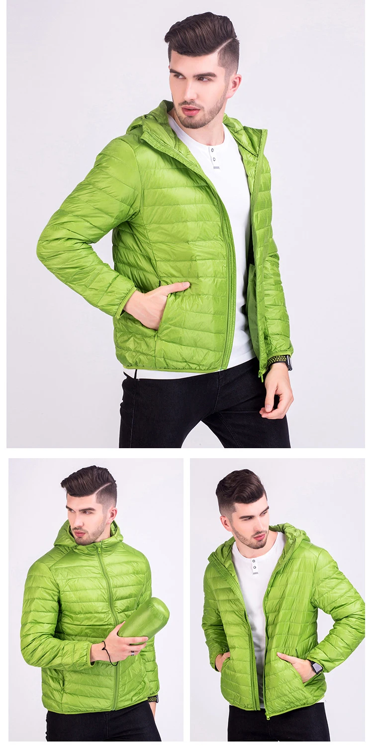 Mens Fashion Winter Jackets Ultra Light Windproof 90% White Duck Down Coats Casual Autumn Portable Puffer Jackets Warm Parkas