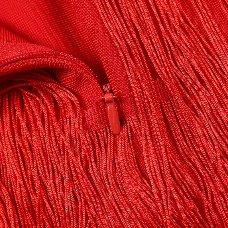 Ocstrade Women Elegant Summer Bodycon Dress New Fashion Tasseled Red Sexy Spaghetti Strap Bodycon Dress Nightclub Party