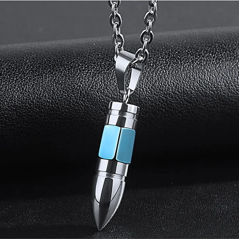 (4Pcs/Lot) 2018 Bullet Necklace Men Jewelry Fashion Gift Collares Stainless Steel Pendant Necklaces Cool Mens Jewellery collier | Украшения