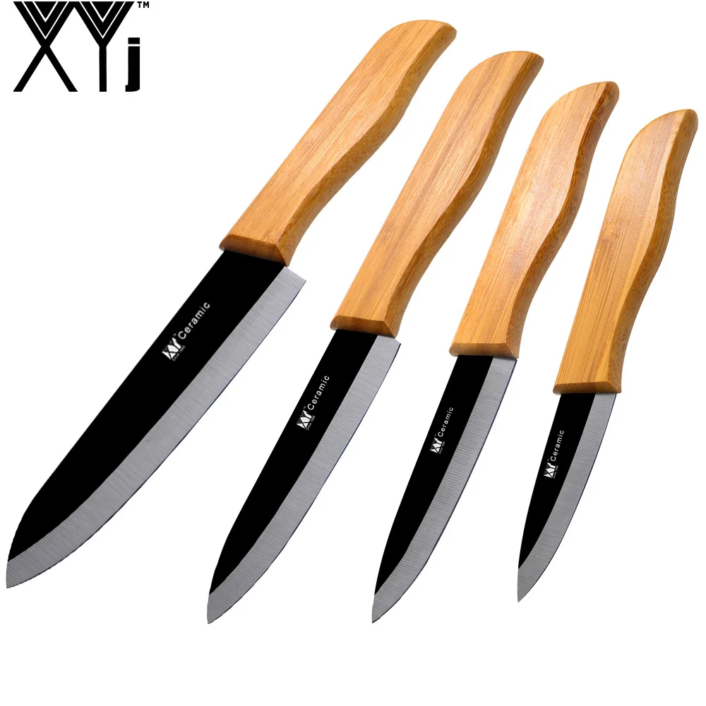 D 3456 inch XYj Керамические ножи оксид циркония, керамические кухонные ножи, наборы с бамбуковой ручкой, нож для нарезки фруктов, поварские ножи - Цвет: D 3456 inch