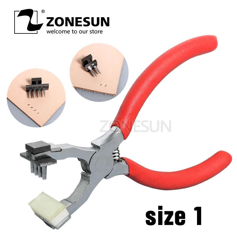 

ZONESUN Handheld leather punch oblique cut diamond cut Stitching Tool 2mm 4mm Punching Mute Pliers