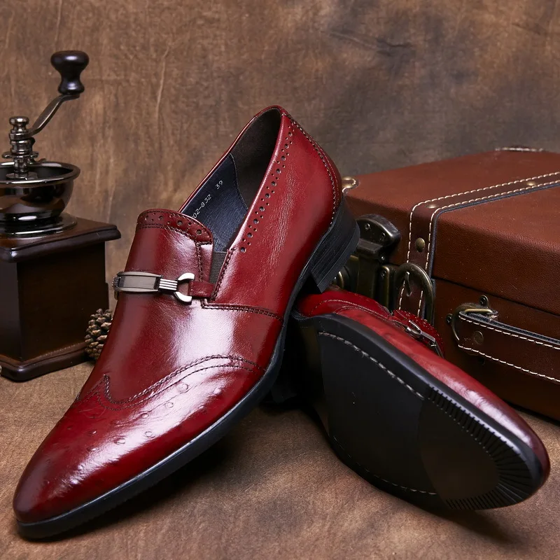 Туфли мужские из натуральной кожи Классические лоферы заостренный носок деловая