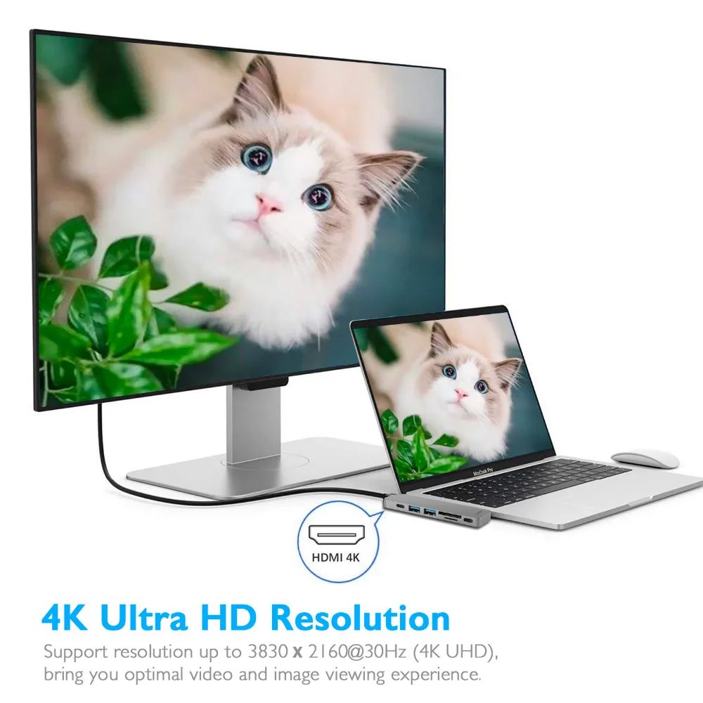 EKSA USB-C концентратор к HDMI адаптеру Thunderbolt 3 USB C док-станция с 0 PD TF SD кардридер Typc для