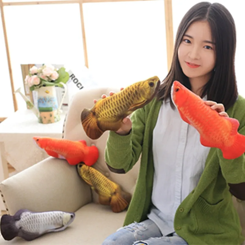 1 шт. 30 см Милая имитация золотой Arowana плюшевая игрушка чучело мультфильм животное подушка-рыба Золотая Подушка-рыба подарок для детей