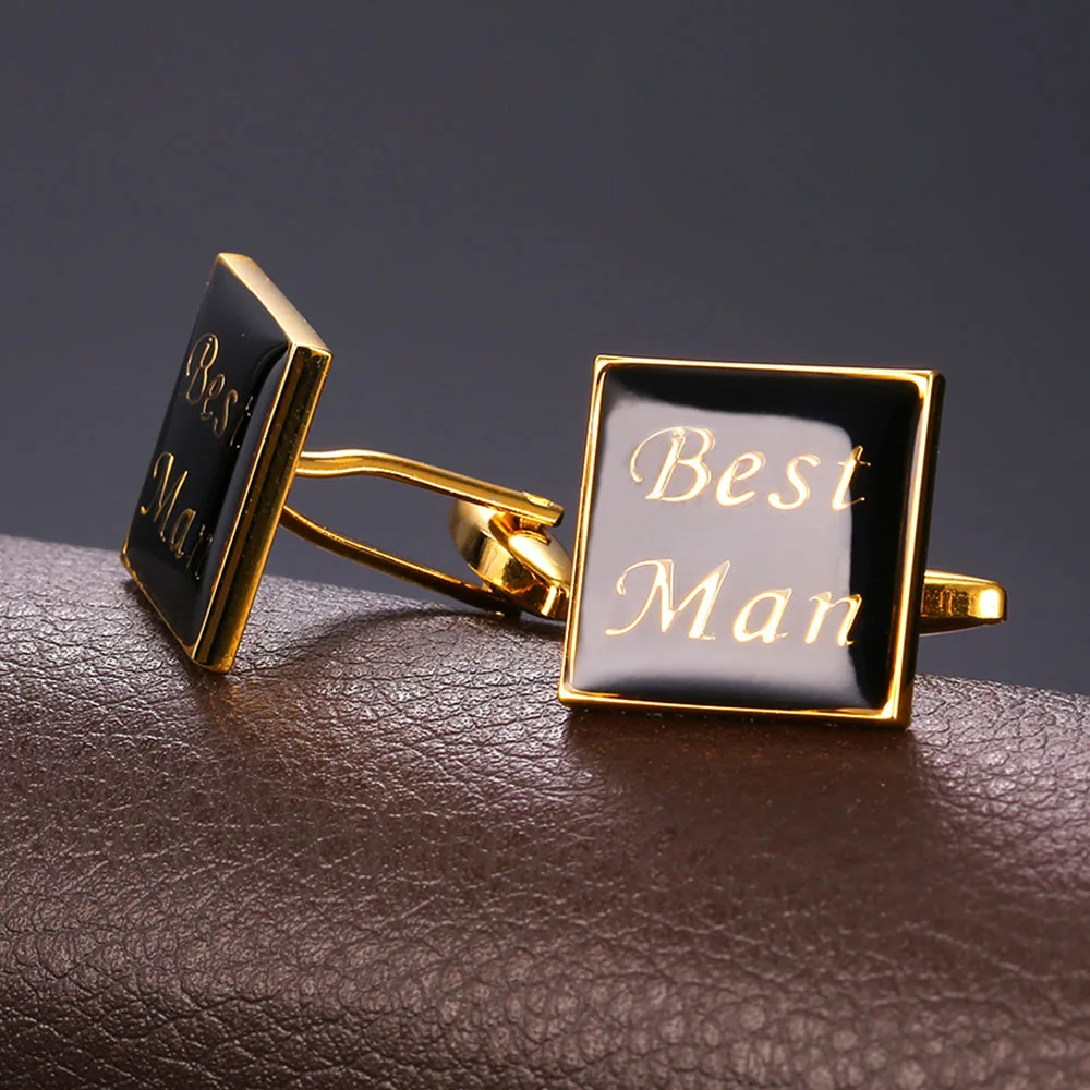 Запонки мужские золотистые подарок на день отца роскошный дизайн свадебные