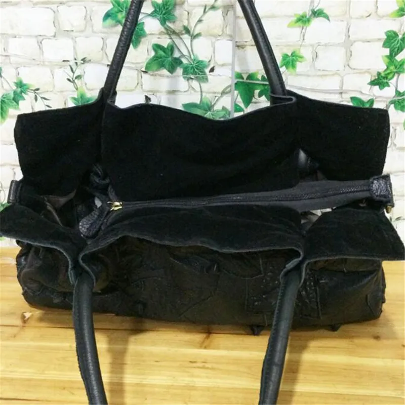 High Quality Genuine Leather Ladies Handbags 100% Cowhide Women Shoulder Bags Fashion Brands Large Black Messenger Bag A824 | Багаж и