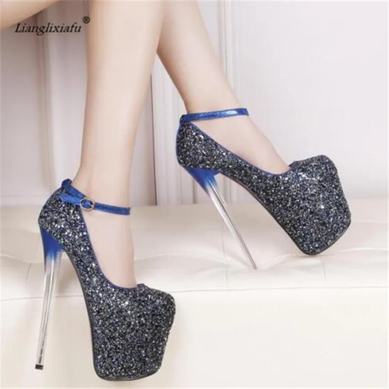 Туфли LLXF женские на шпильке пикантные туфли лодочки с пряжкой высокий каблук 20 см