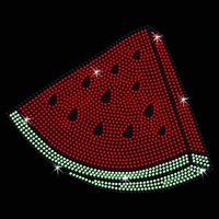 2pclot watermelon slice iron on transfer rhinestones fix iron on patches appliques for dress shirt coat