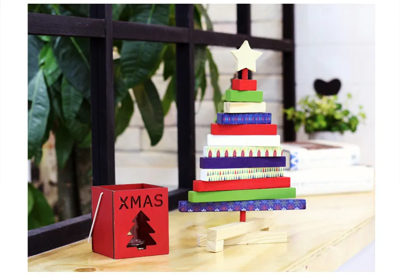DIY Wooden Christmas Tree Rotating Colorful Creative Home/Shop Holiday Decor Gift | Дом и сад