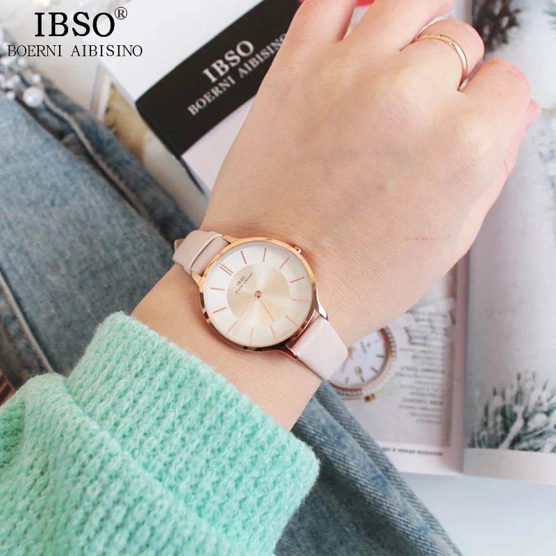 Модные женские часы IBSO с кожаным ремешком Брендовые наручные 2019 Женская дневная