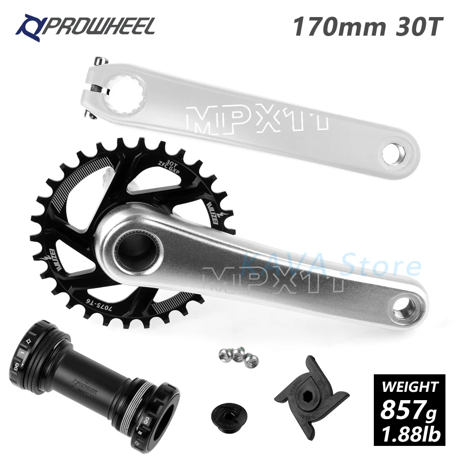 silver 30T and BB PROWHEEL MTB велосипед для горного велосипеда костюм с каретка BB 170 мм передняя Звездочка узкая широкая цепь из колец цепь 30/32/34/36/38T Crank Звездочка для SRAM GXP - Цвет: silver 30T and BB