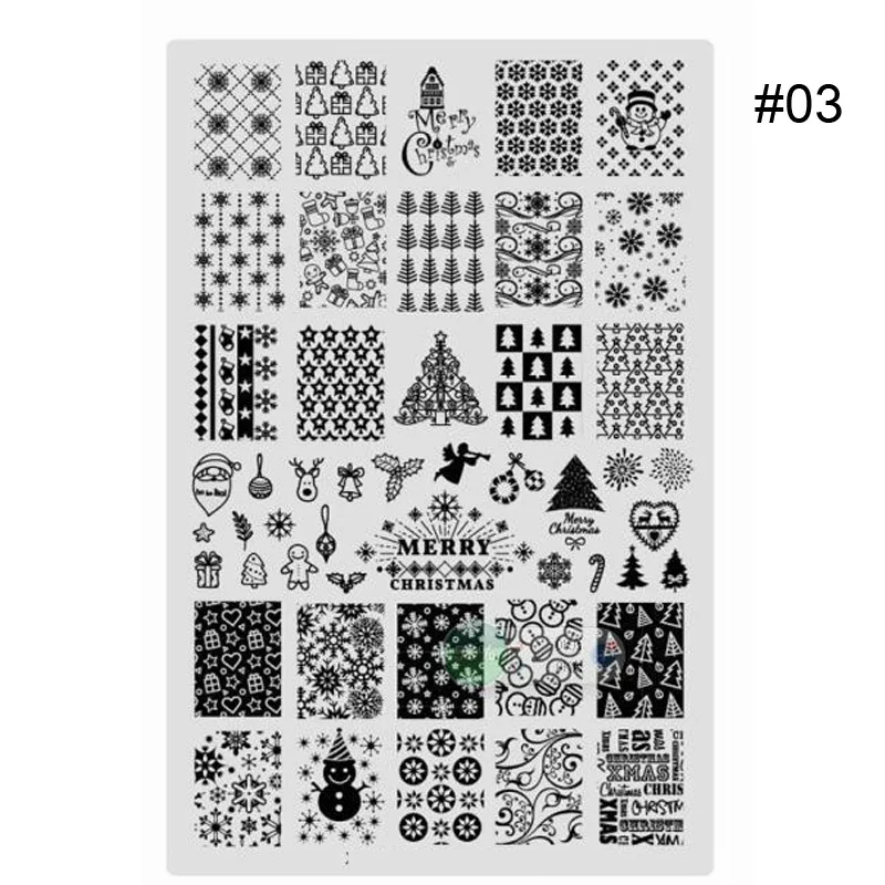 Pattern 3 1 шт Рождественский шаблон для штамповки ногтей Снежинка штамповочная пластина Рождественский Снеговик изображение штамп пластина для дизайна ногтей штамп инструменты - Цвет: Pattern 3