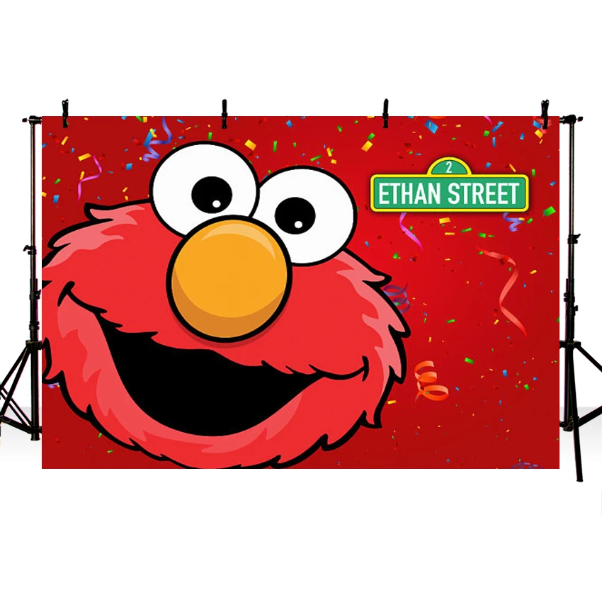 MEHOFOTO виниловый красный Elmo фон для фотостудии с изображением улицы Сезам для первого дня рождения на заказ