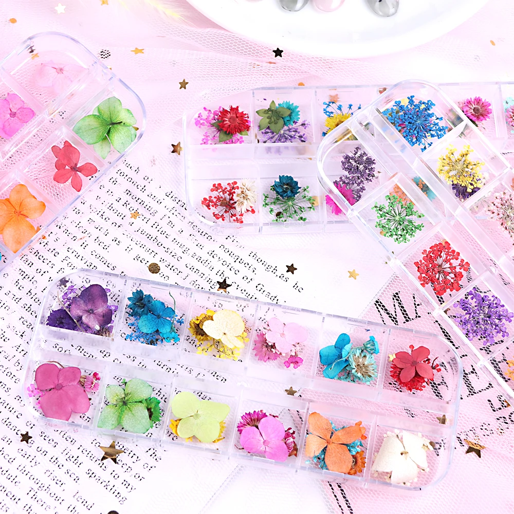 1 чехол натуральный сухой цветок нейл арта 3D Подвески настоящий высушенный Флора