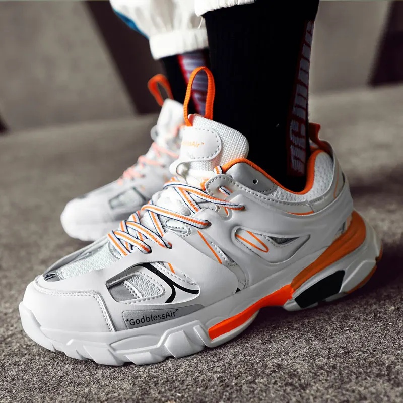 Кроссовки для мужчин качественная кожаная спортивная обувь на шнуровке удобная