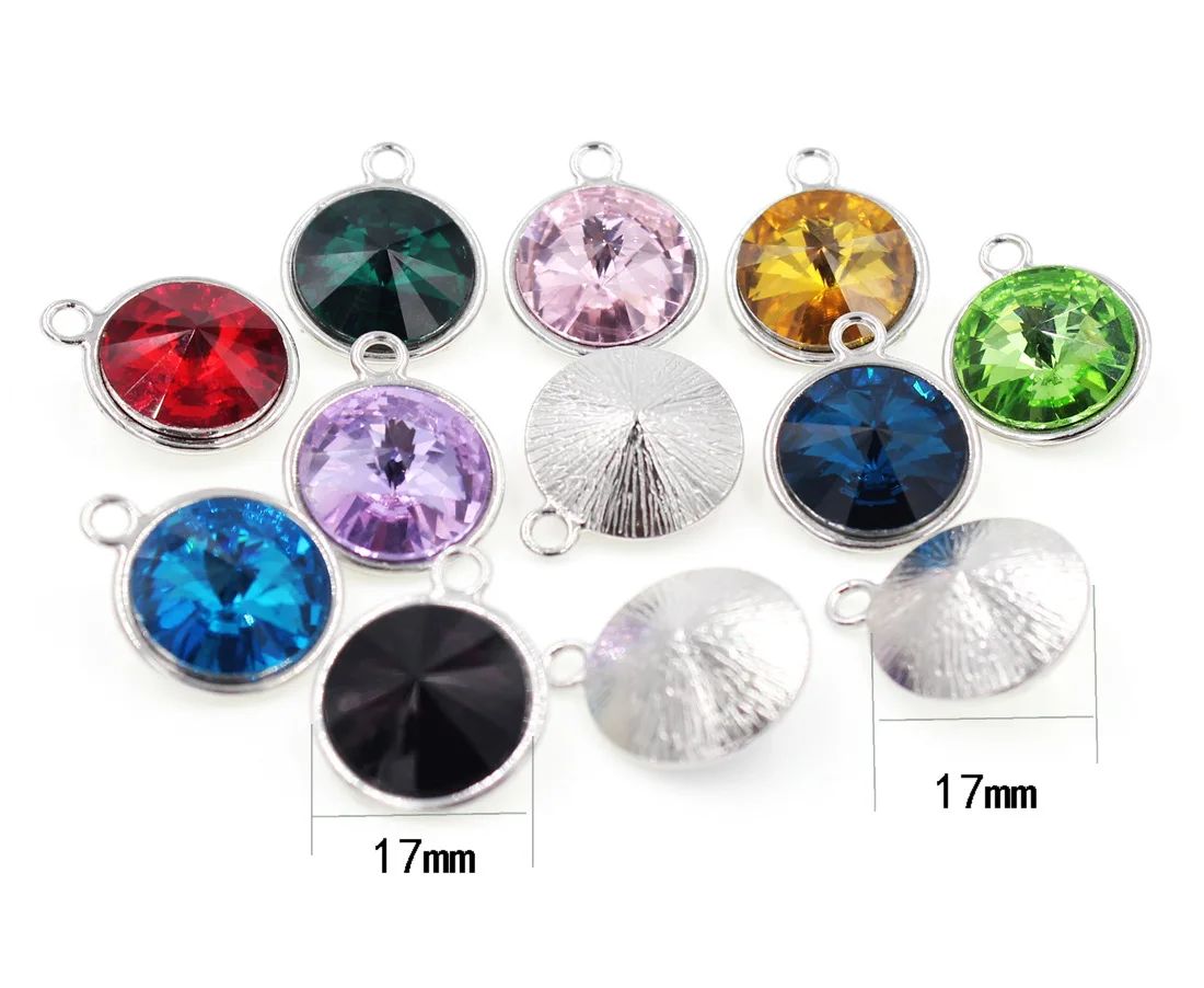 12pcs 17mm Colorful Crystal Birthstone Charms for Necklace Bracelet Jewelry Making Floating Handcraft Bead Charm Diy Accessories |