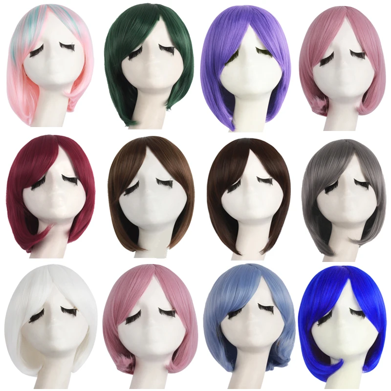 MapofBeauty 12 ''парик Боб Короткие прямые Голубые розовые белые натуральные парики